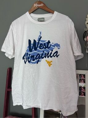 West Virginia Graphic Tee in White & Navy with Gold Accent